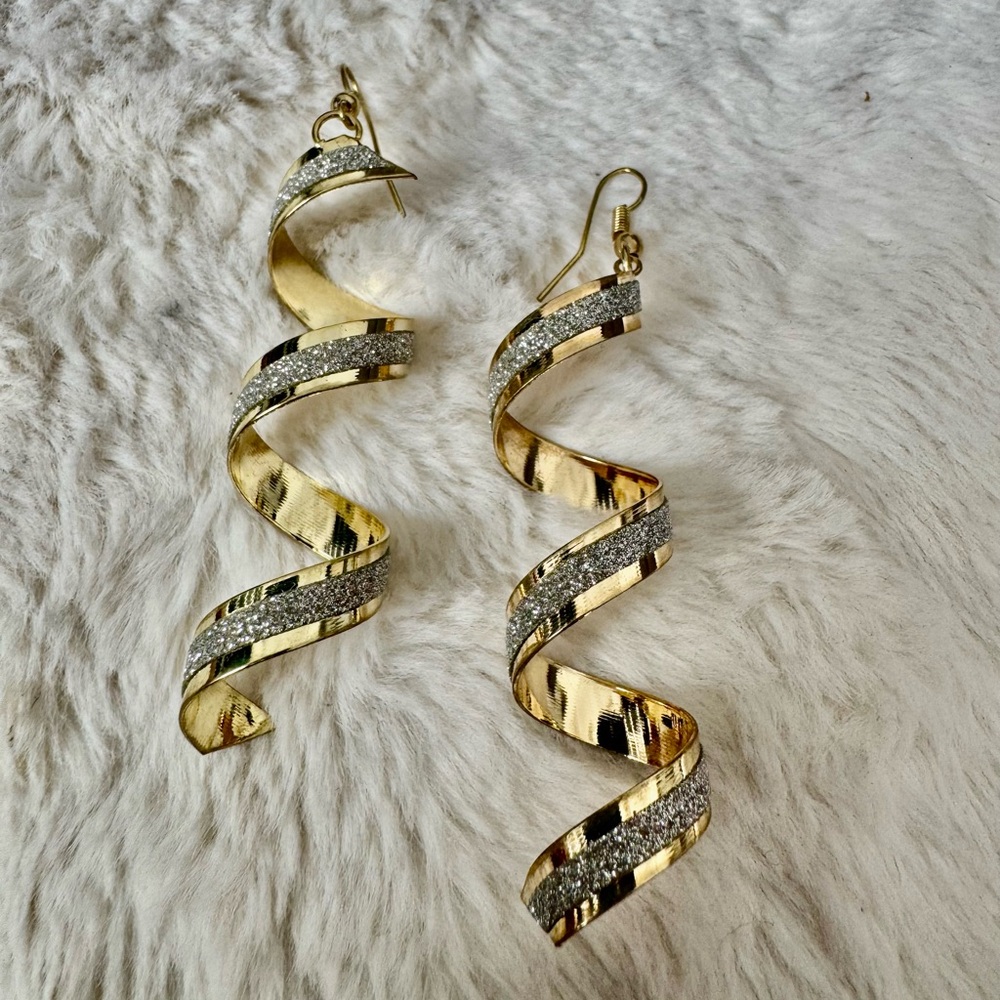 Gold and Silver Spiral Earrings